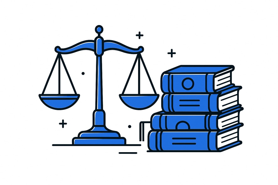 Scales of justice and law books